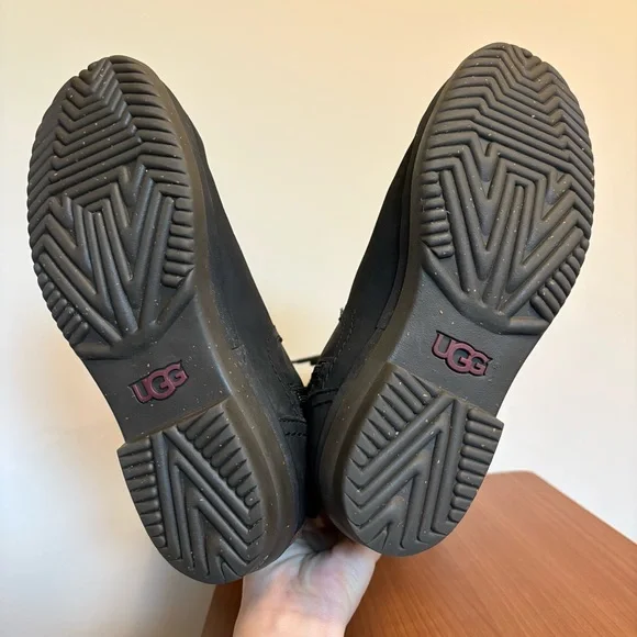 UGG Elsa Tall Waterproof Leather Boots Black Women’s 9 Equestrian Sleek Utility - Picture 5 of 9